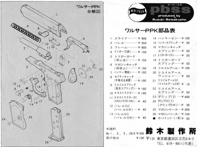 【分解図】鈴木　ワルサー　PPK