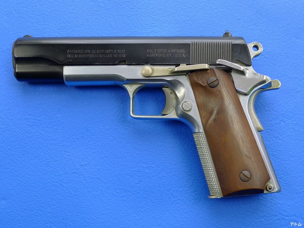 MGC メッキ　m1911 ガバメント　スコープ付き 非売品】MGC コルト ガバメント M1911A1 フレームシルバー カスタム 木